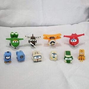 Super Wings Airplane & Vehicle Set Of 10 Transforming Planes Toys Pretend Play
